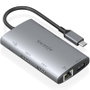 Aisens Docking USB Tipo-C 7 en 1 con 2xHDMI 4K, RJ45 y USB-C PD 100W, Gris